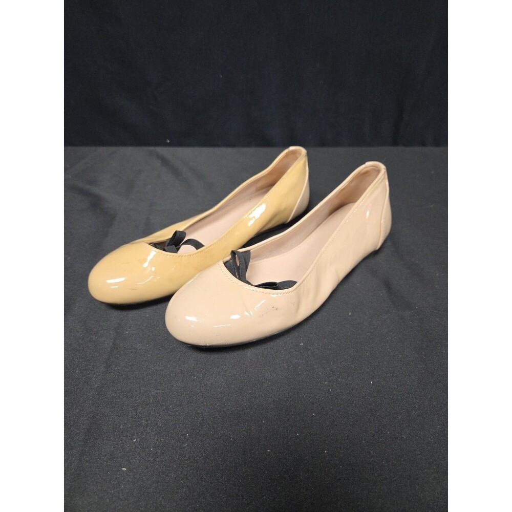 Prada Beige Patent Leather Ballet Flats Size 38 / 7.5 Discolored See Photos